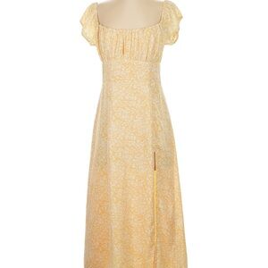 Abercrombie & Fitch Yellow Maxi Sundress with Puff Sleeves